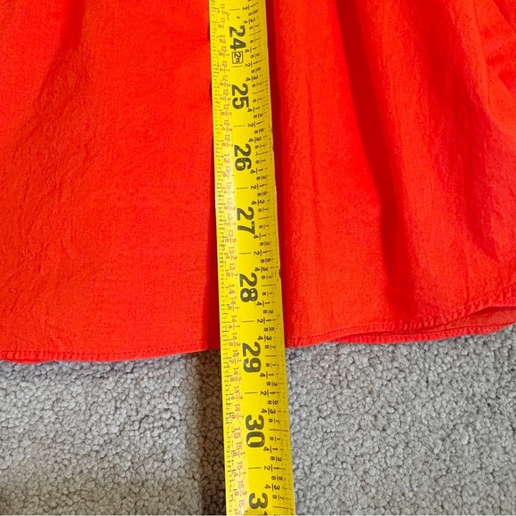 Alex Mill Side Button Cotton Poplin Midi Full Skirt Red Orange Size XL Pockets - Picture 12 of 13